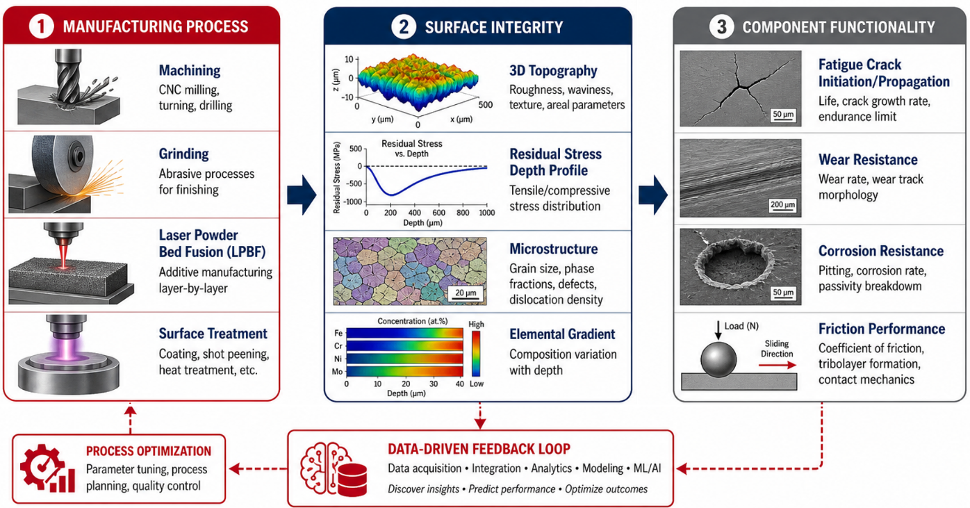 Data-driven framework of manufacturing process-integrity-functionality relationship